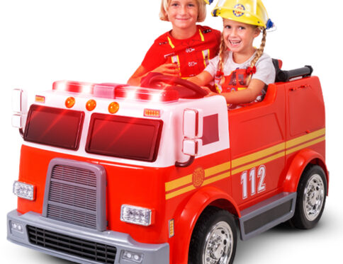 Autospecială de pompieri electrică pentru copii LL911, cu 2 locuri, sirenă, pulverizator, anvelope EVA, 90 wați, telecomandă