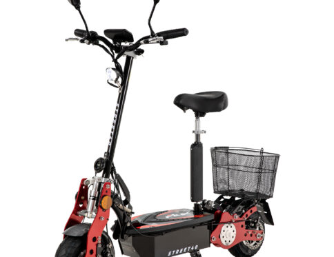 Trotinetă electrică, eFlux Street 40 Pro, omologată pentru drumuri publice, 35 km/h, 800 wați, cu șa, coș de bagaje, pliabilă