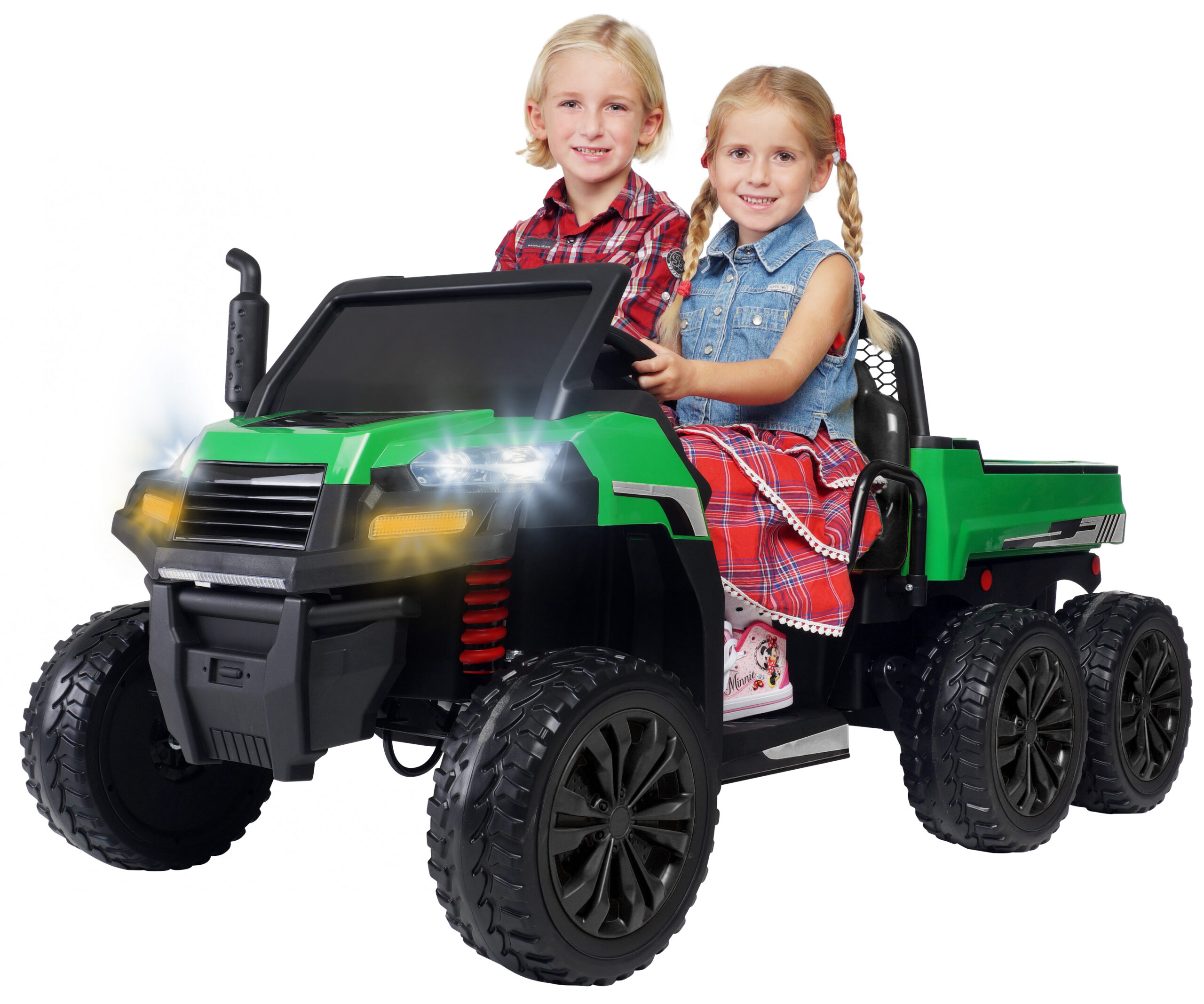 Mașină electrică UTV pentru copii A730 cu tracțiune integrală 6×4, 2 locuri, platformă basculantă, telecomandă