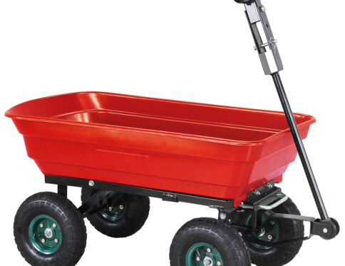 Remorcă cu funcție de basculare blocabilă, cuvă robustă din PP, cârlig de remorcare, 300 kg